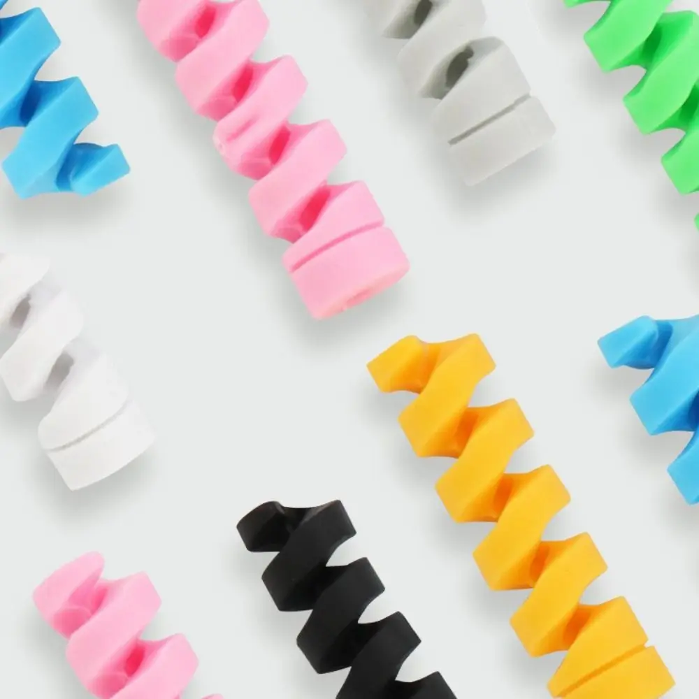 Practical TPR Data Cable Protector Anti Break Flexible Spiral Cable Winder Multi-Color USB Cable Protector For iPhone Phone