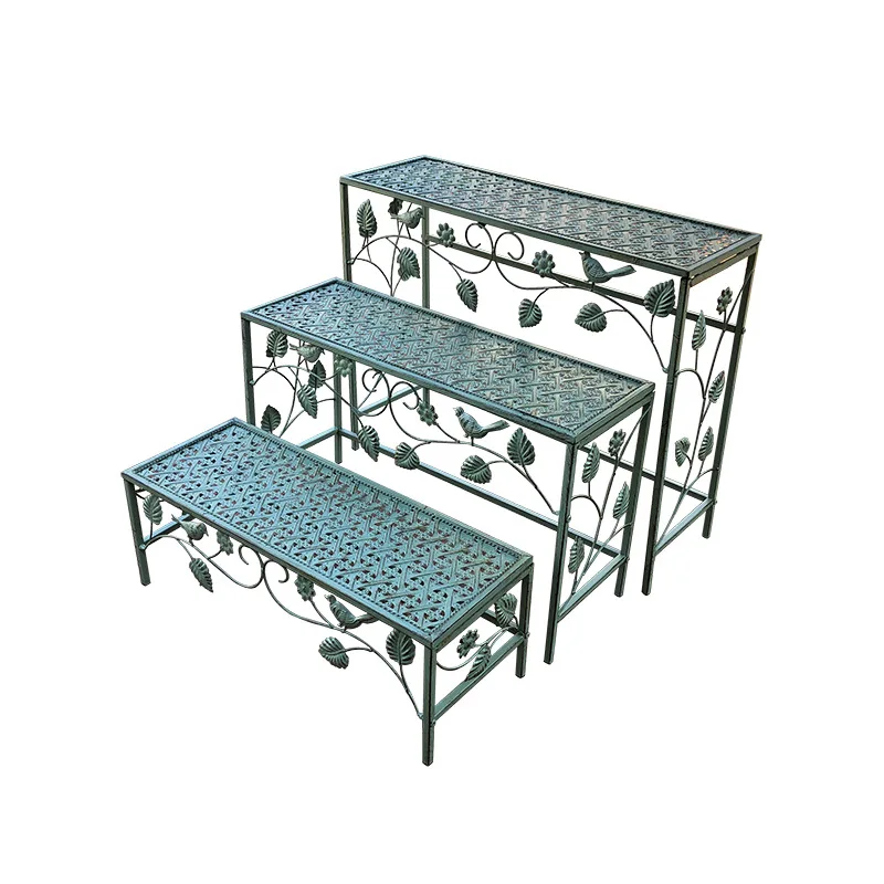 

Outdoor courtyard wrought iron stepped flower stand, floor-to-ceiling balcony succulent flower pot storage multi-layer