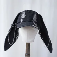 Gorra de béisbol de vaquero con Orejas de conejo largas para hombre y mujer, gorro de Hip Hop con Graffiti lavado, gorra de béisbol para equipo de fiesta, novedad de 2024