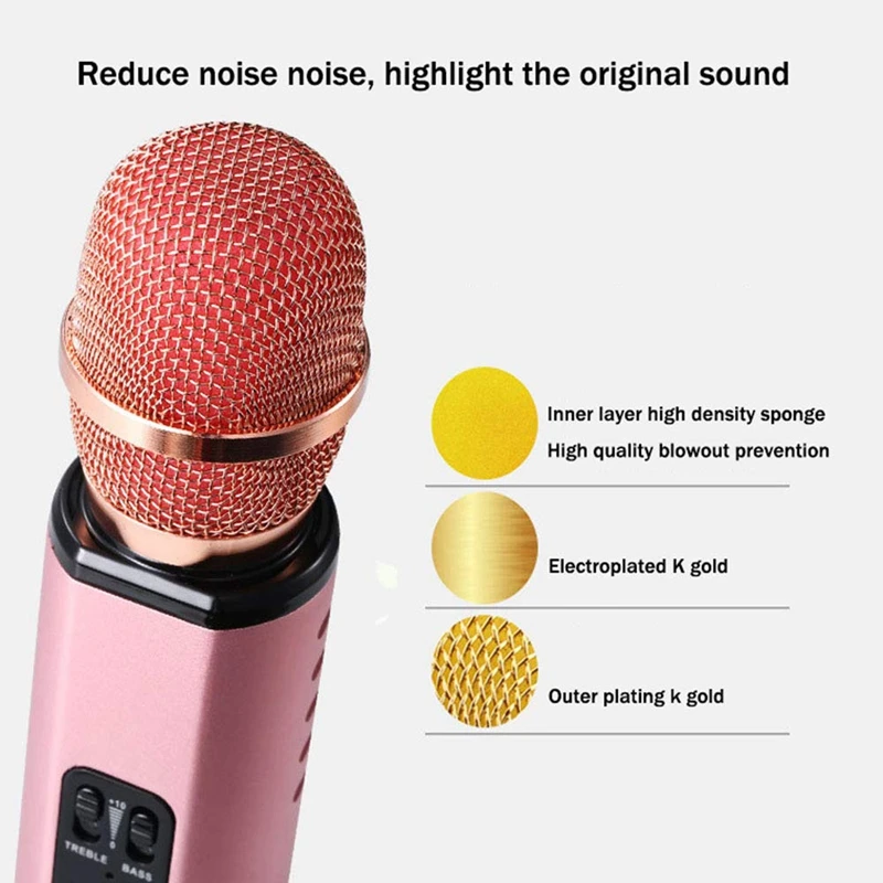 Multi Functional Wireless Bluetooth Musical Microphone Double Speakers Portable Smart Karaoke Mic For Mobile Phone