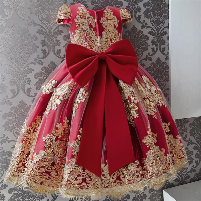 Elegant Girl Spanish Vintage Court Princess Dress Kids Birthday Party Gown Princess Christmas Embroidery Luxury Evening Dresses