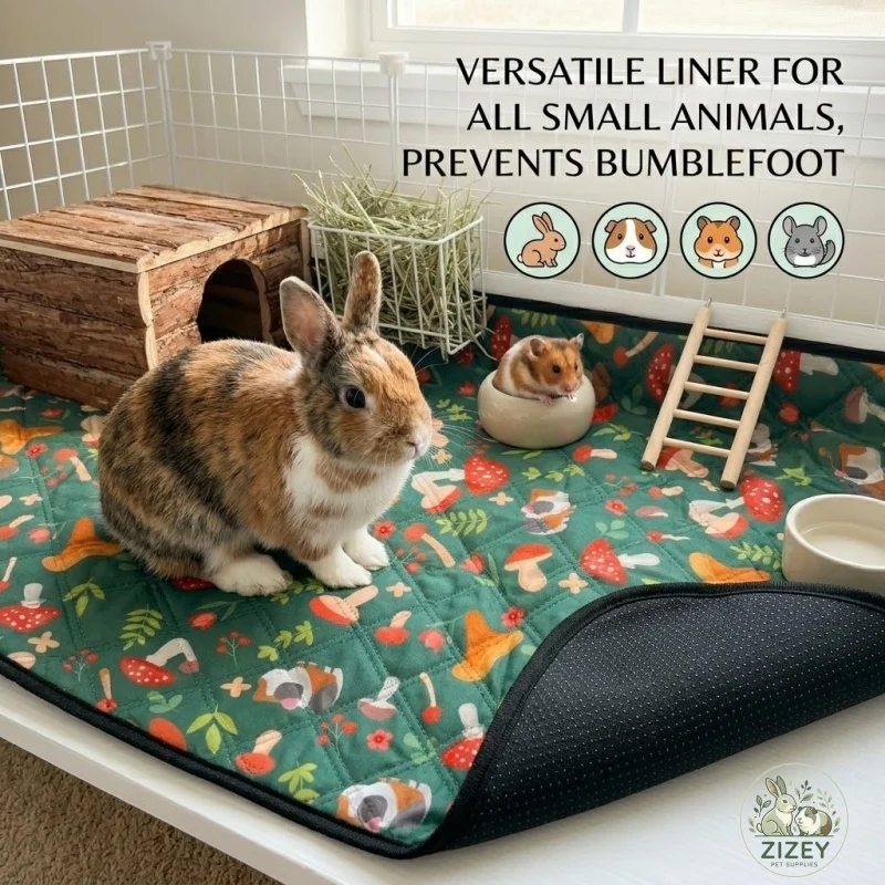 Tapis de lit pour hamster lavable, tapis absorbant pour lapin, doublure antidérapante pour cage à lapin, prévient la maladie de Bumblefoot pour cochon d'Inde, hérisson, chinchilla