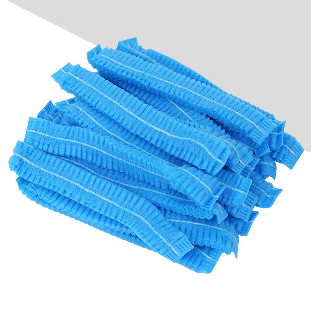 

200pcs Disposable Non-Woven Dust Bouffant Caps Breathable Comfortable Foldable For Food Service Medical Lab Use Blue