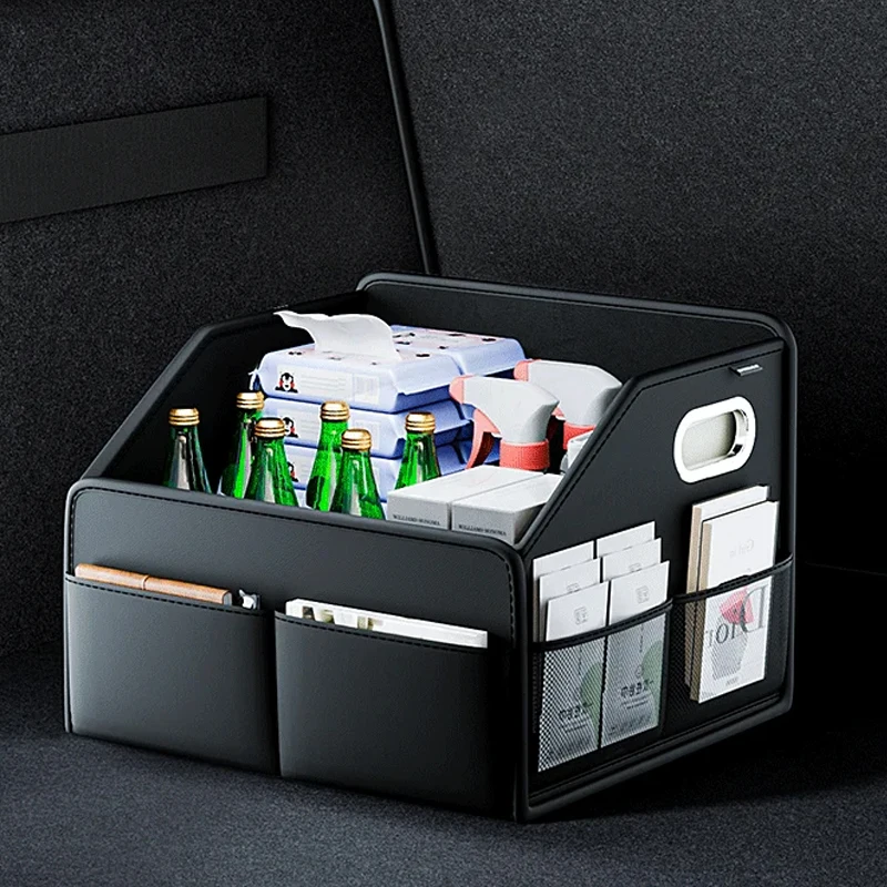 

Из искусственной кожи органайзер для багажника автомобиля, складной ящик для хранения для внедорожника/MPV, складной органайзер для груза и спинки сиденья, автомобильный Органайзер