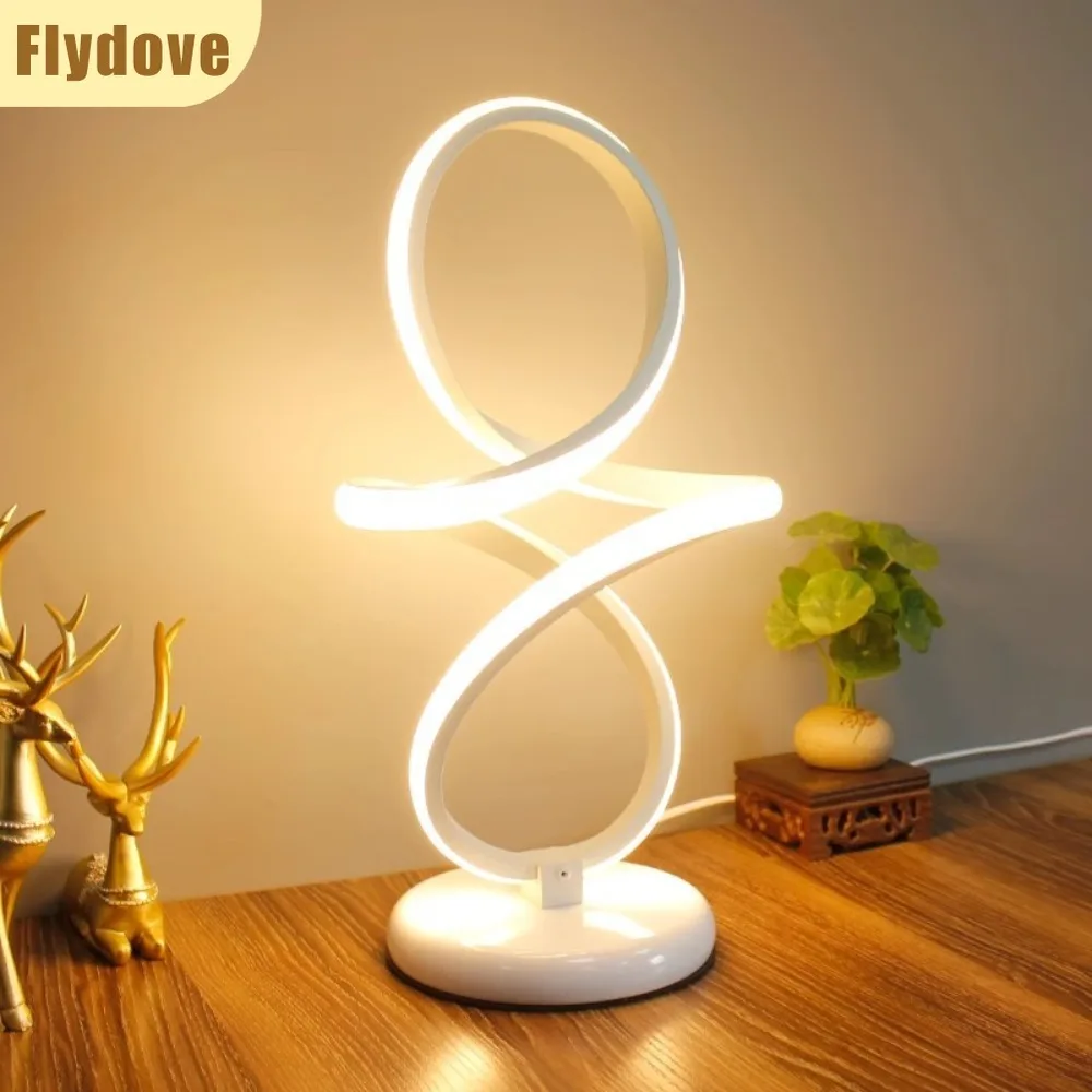 

Modern LED Spiral Desk Lamp Creative Desk Head Living Room Bedroom Decoration Reading Eye Protection Acrylic Alien Ornament Lamp
