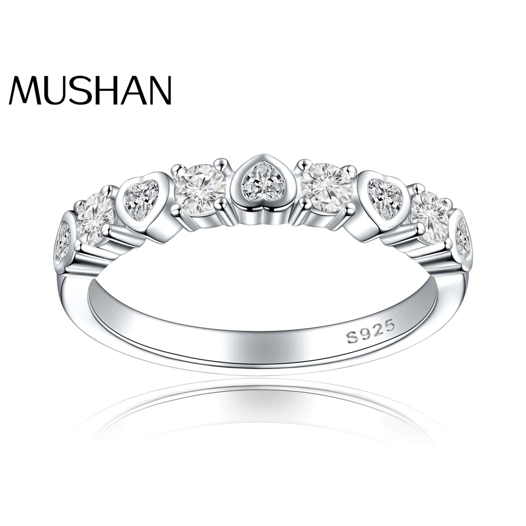 

MuShan Brand Jewelry 925 Sterling Silver Ring Zircon 7A Grade Triangle Fashion for Girls 18K Real Gold Plated Fine Jewelry Rings