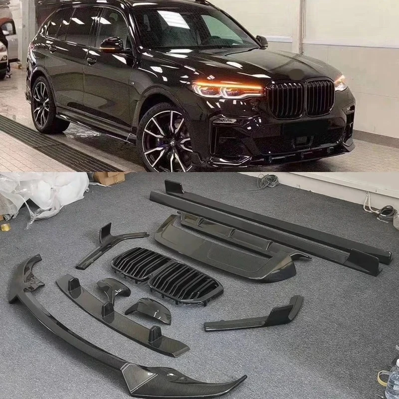 

for BMW G07 X7 Real Carbon Fiber Car Bumper Front Lip Grills Rear Diffuser Side Skirts Spoiler Body Kit