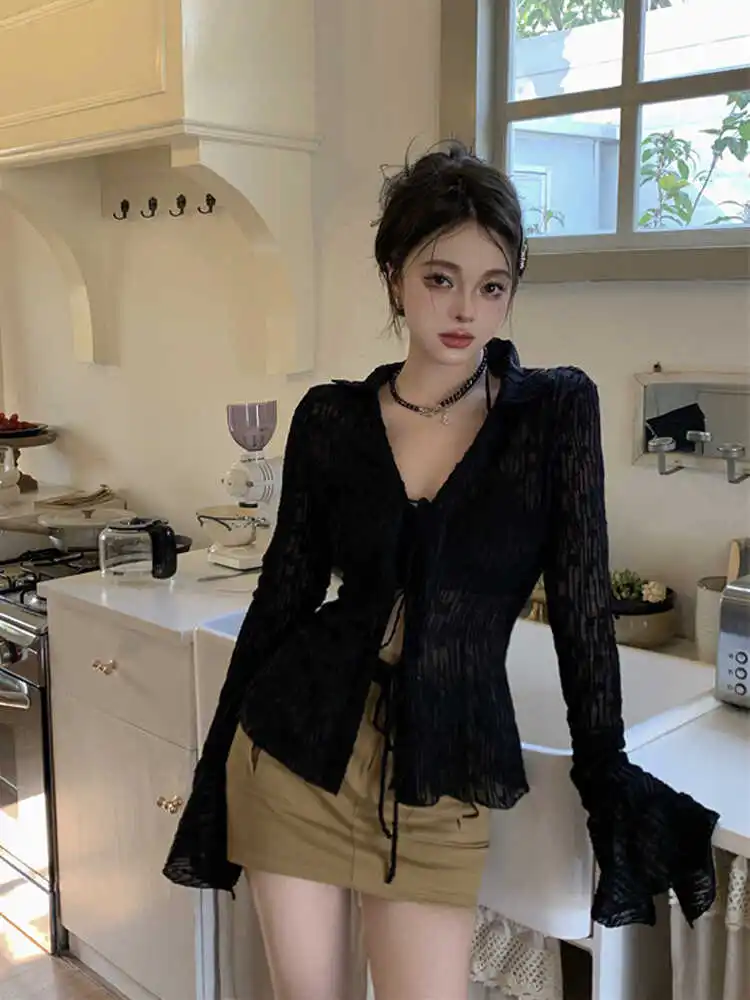 

Retro Women's Chiffon Sunscreen irt Summer New Faion Anti-Aging Sexy Versatile Open Cardigan Top Korean Sle Slim Fit