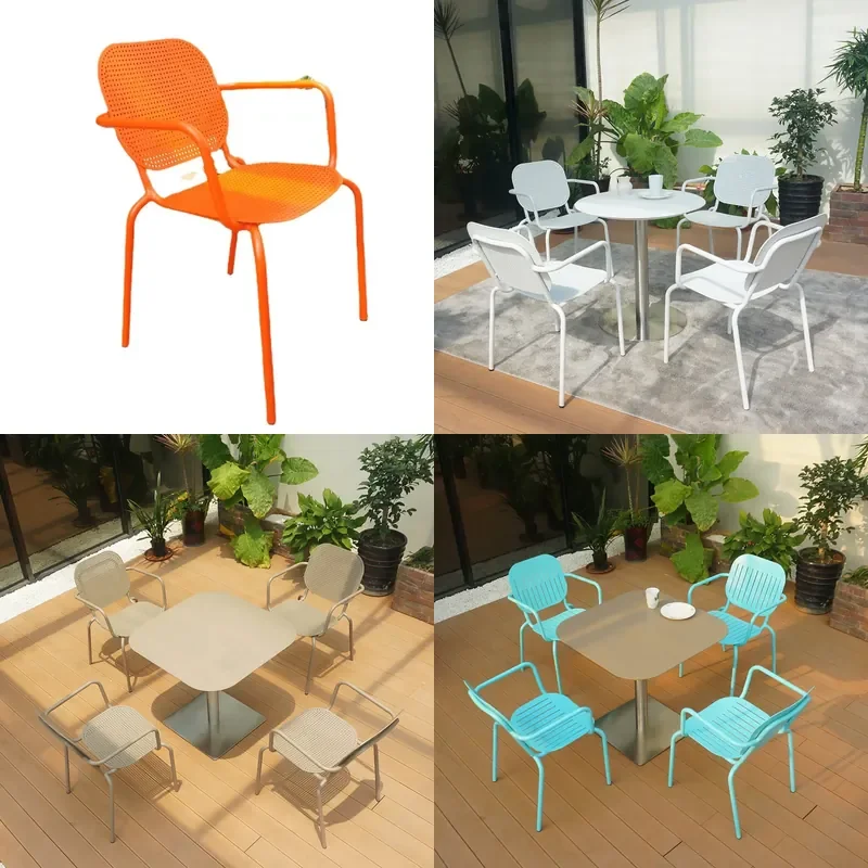 Aluminum Patio Dining Set Waterproof Sunproof Table Stools for Villa Courtyard Terrace Indoor Outdoor Use