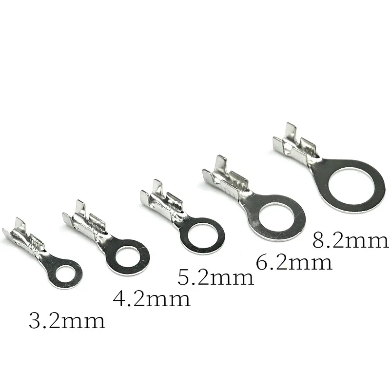 10PCS Circular Lug Inner Diameter 2.5/3.2/4.2/5.2/6.2MM Round Nose Cold Press Bare Terminal Connector