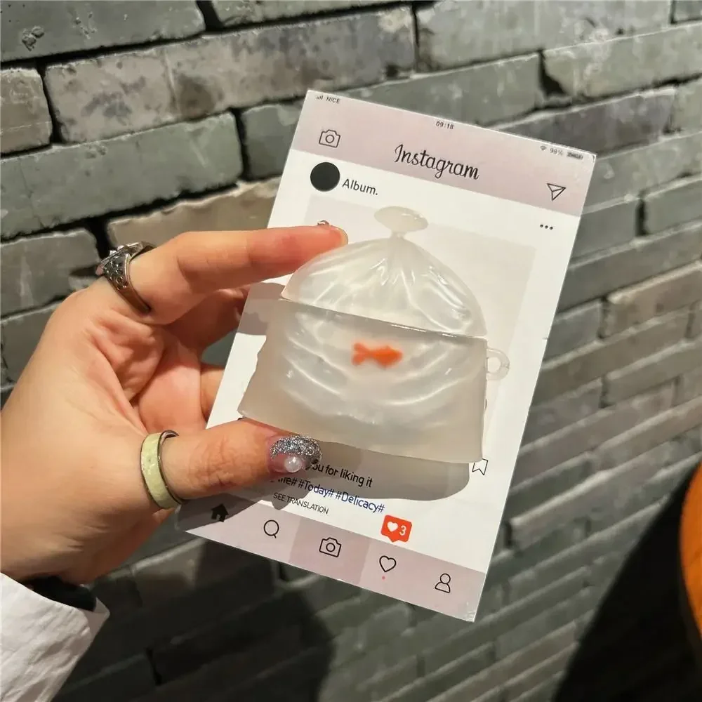 الكرتون الذهب الأسماك حقيبة سماعة الاذن مكافحة سقوط سماعات الأذن غطاء للصدمات سماعة واقية ل Airpods 4 3 2 1/ Pro/Pro2