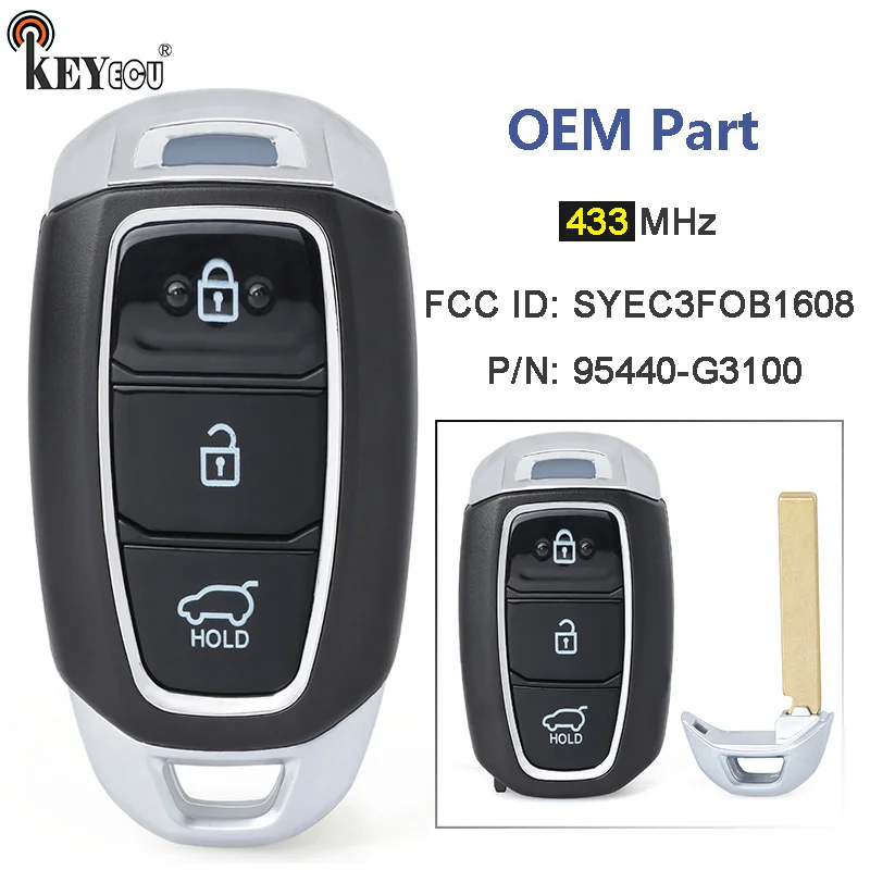 

KEYECU 43 МГц P/N: 95440-G3100 FCC ID: SYEC3FOB1608, Запчасти OEM, дистанционный ключ для Hyundai I30 2017 2018 2019 2020