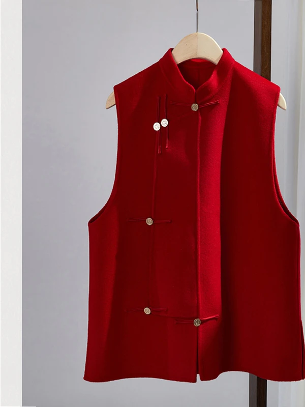 

Высококачественный женский двусторонний жилет-верер больших размеров, традиционный китайский костюм Тан, куртка с пуговицами, Thiened, зимний...