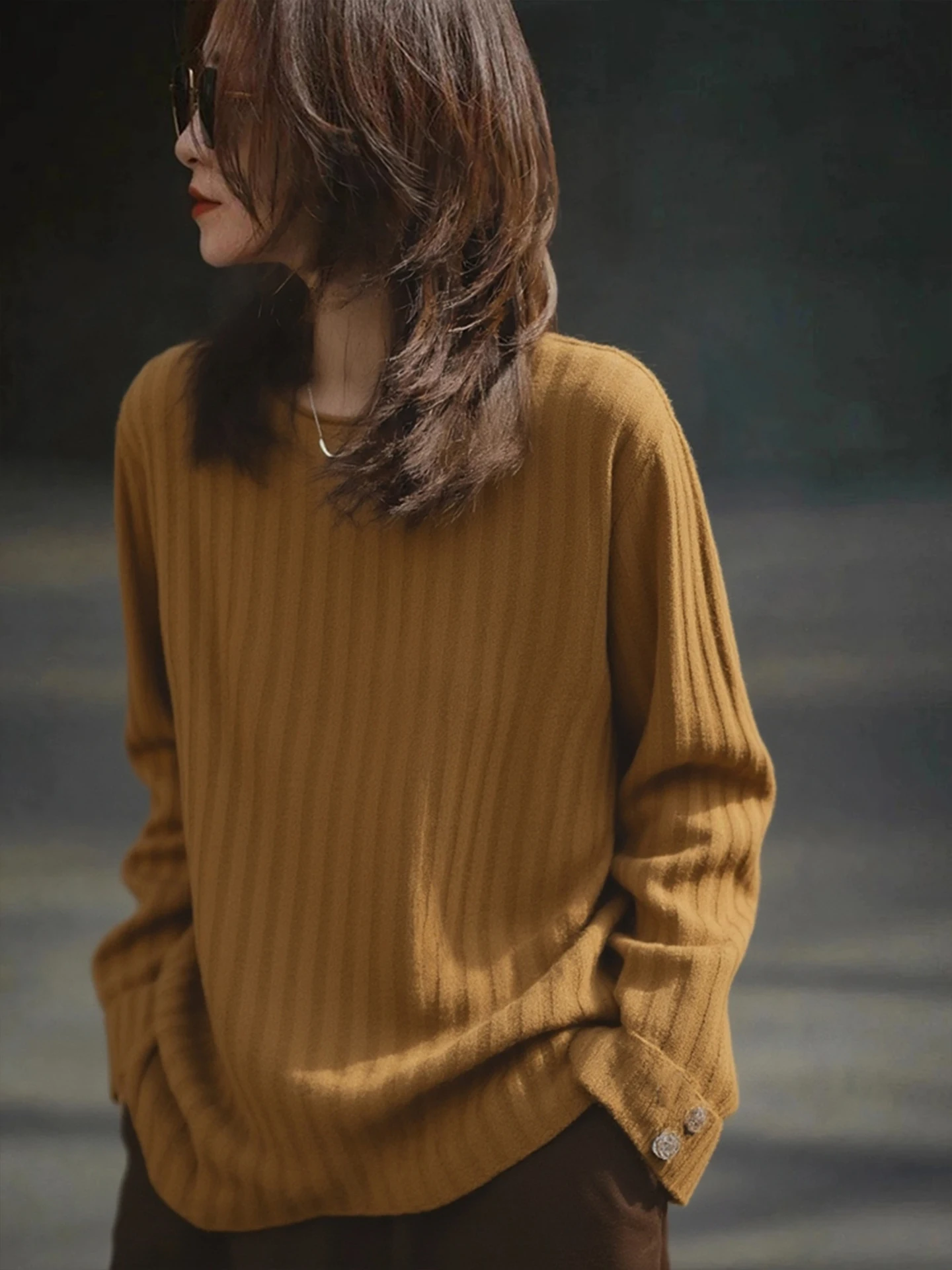 

Ретро-свитер с длинными рукавами и круглым вырезом, вязаный, теплый, облегающий, базовый слой, топ для женщин, зимняя мода, высококачественный европейский бренд