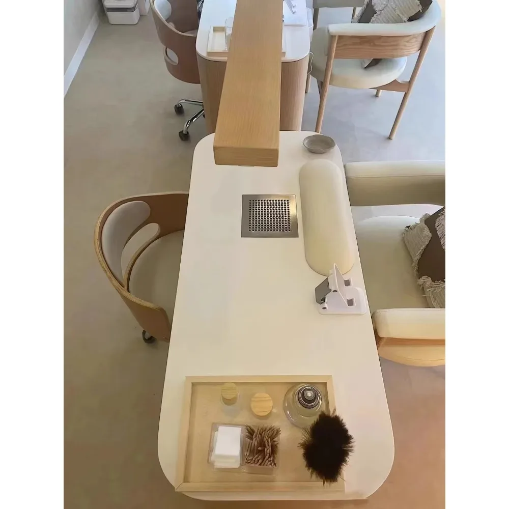 أثاث مانيكير فاخر خفيف لصالونات التجميل، أثاث أظافر خشبي، طاولة مانيكير وكرسي #5