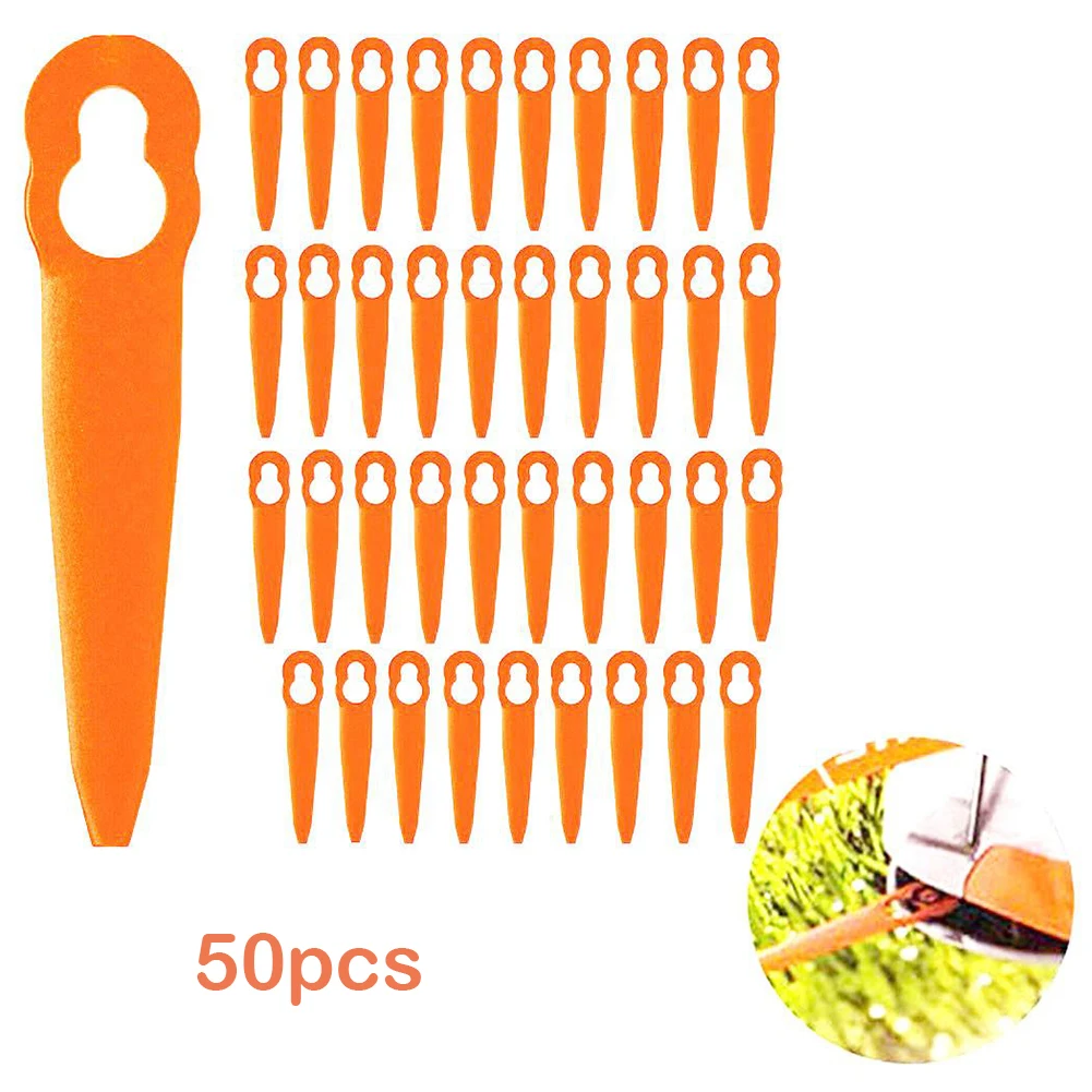 

Cutter Blades Plastic Blades 50pcs Garden Machinery Parts Grass Trimmer Replacement Garden Tool For Grass Cutter
