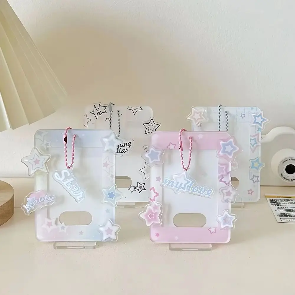 

Desktop Decoration Korean Style Card Holder Star Transparent Student Card Cover Acrylic Card Case ID Card Holders Idol Card