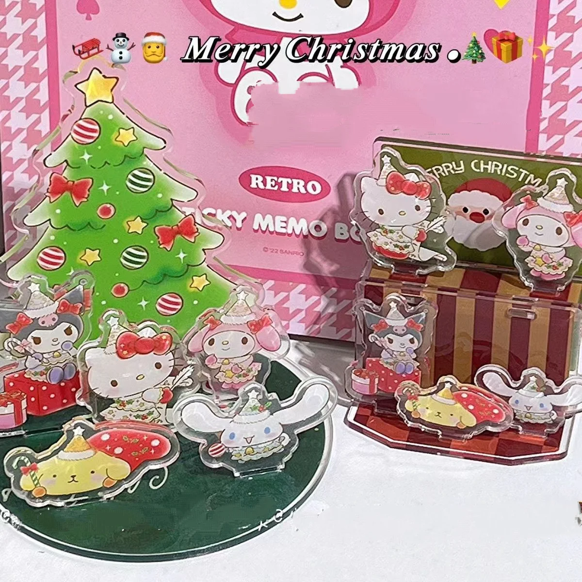 

Hello Kitty Sanrio Anime Vertical Ornamentcute Cartoon Acrylic Three Dimensional Desktop Decoration Ornamen Christmas Present