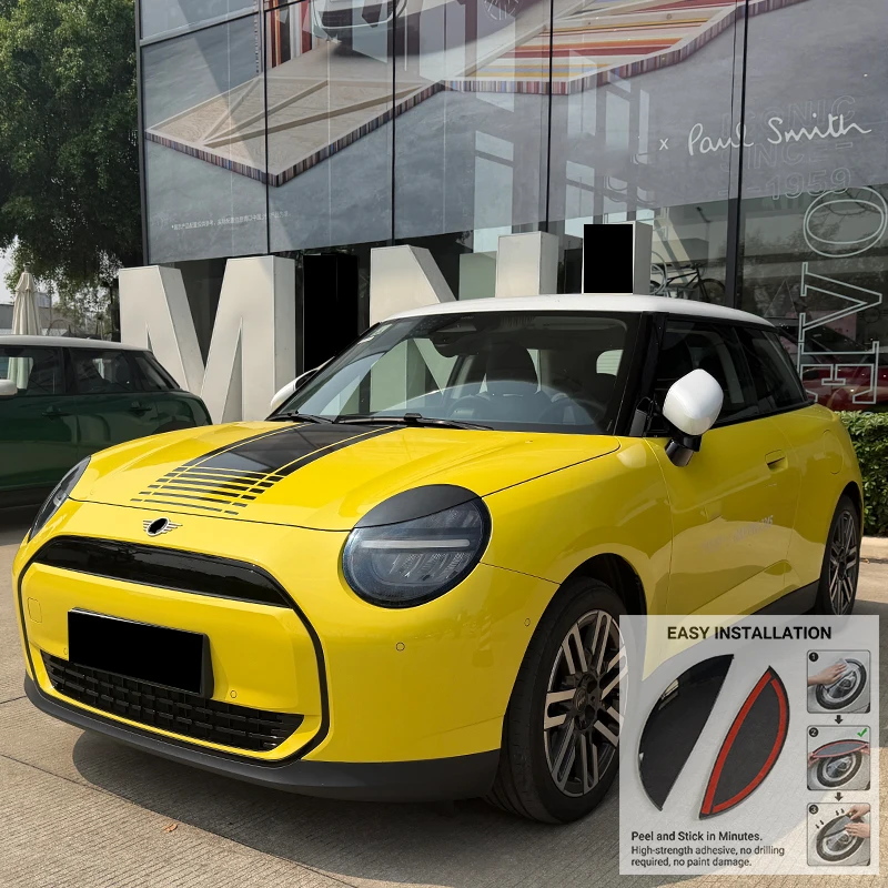 

Brand New High Quality Exterior Accessories ABS Glossy Black Headlight Eyebrow Eyelid Cover for Mini Cooper J01 Electric Car