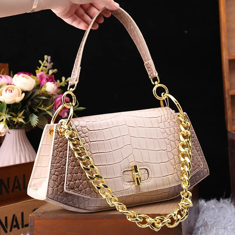 

Сумка CD Xixi Dier, новинка 2025, весенняя кожаная сумка-седло с узором аллигатора, женская сумка через плечо через плечо