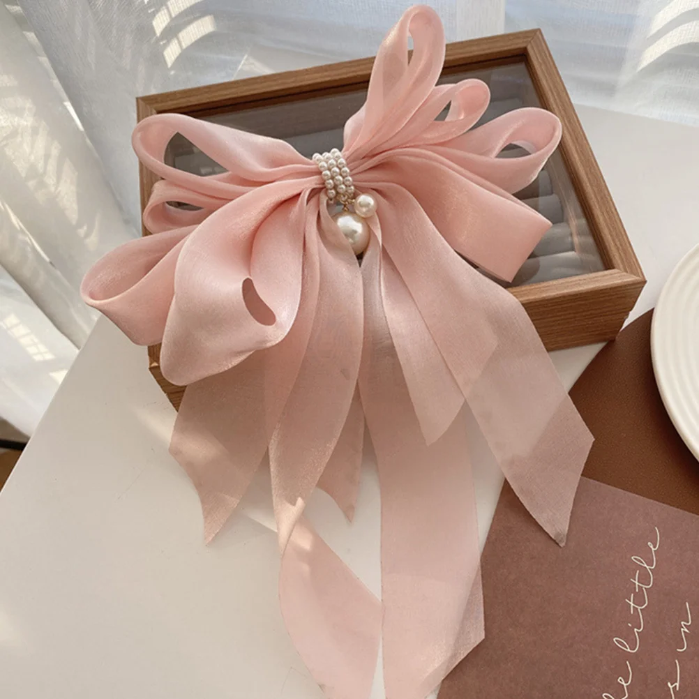 

2Pcs Pearls Hair Bow Clip Big Bows Women Hair Barrettes Fashion Gift for Family Friends Girlfriend Any Loved Ones