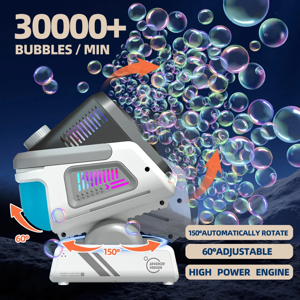 Elektrische Mehrloch-Luftblasenpistole für Kinder (LED-Leuchten): Langlebig, Multi-Blase, ideal für Spielen im Freien, Partys und Geschenke (keine Lösung erforderlich)