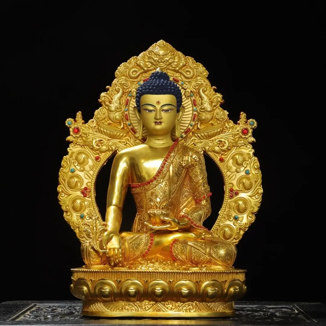 Copper gilt painting Amitabha Buddha height 33 cm wide 25 cm thick cm weight 3.3 kg