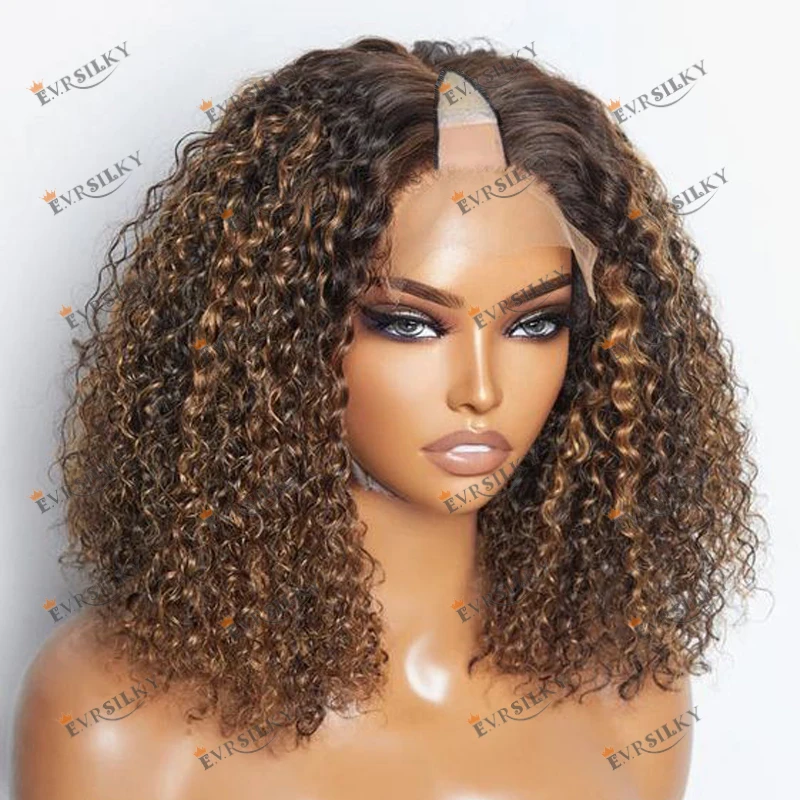 Eversilky 100% Virgin Human Hair Highlight Bayalage Blonde V Part Wigs with Clips Glueless Full 250Density 1x4Size V Part Wigs