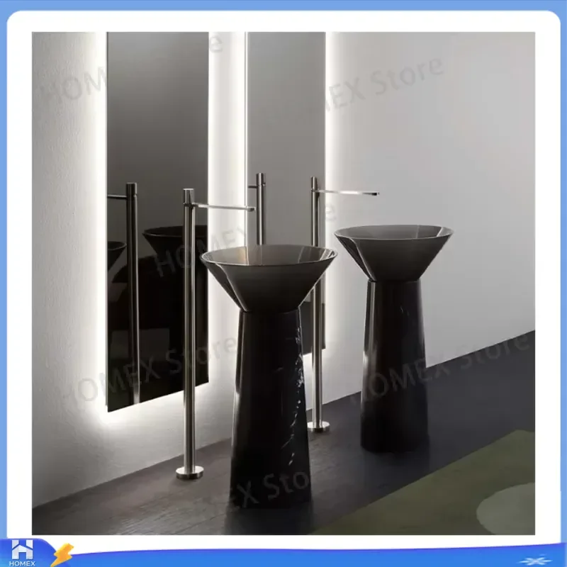 Modern Freestanding Bathroom Sink Clear Black Solid Surface Resin Basin Artificial Stone Washbasin Custom Vanity Bowl for