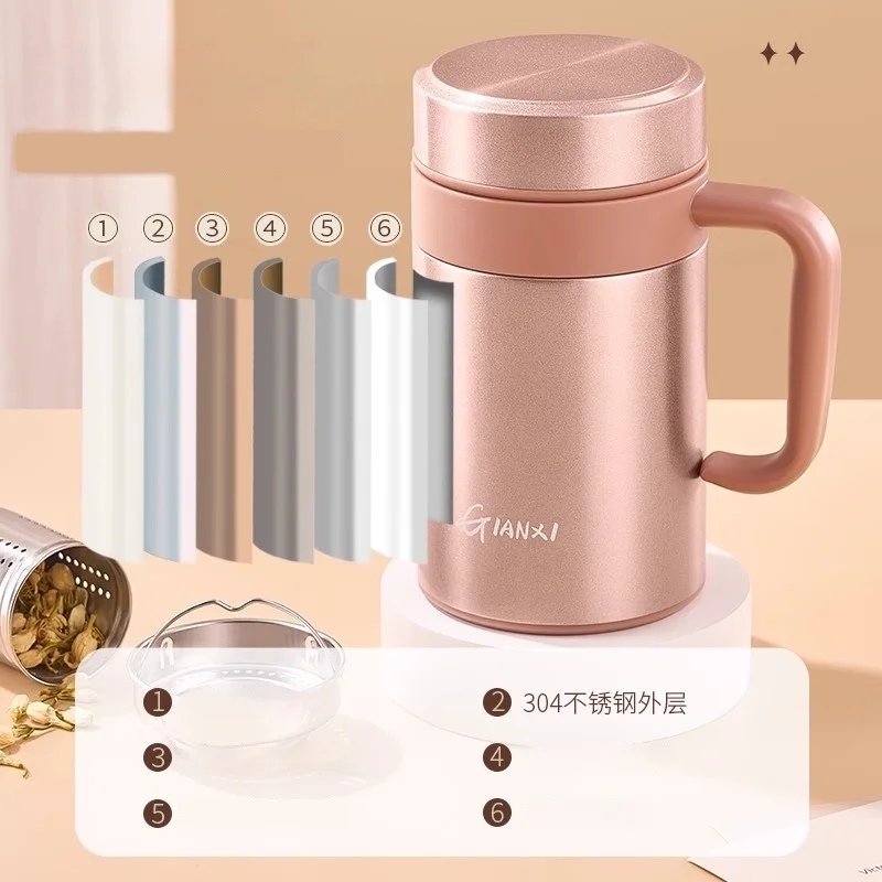 Gianxi Stainless Steel Insulated Water Bottle Thermal Coffee Woman Office Cup Cold Hot Mugs Vacuum Flask With Handle For Sport