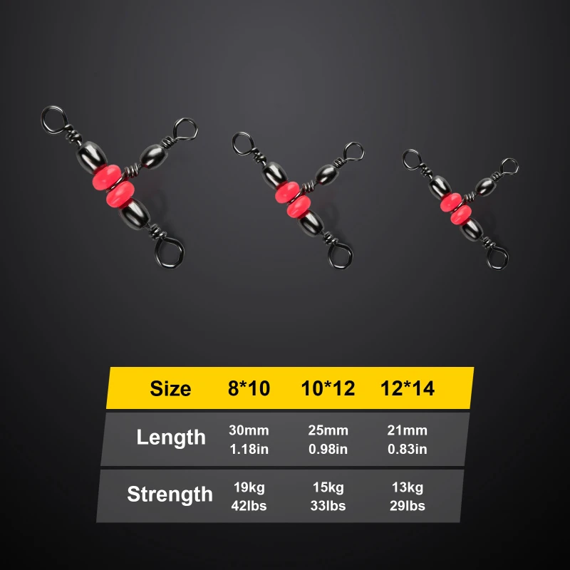 100pcs/Set Fishing Connector Three Way Barrel Swivel Snap Ring With Beads For Fishhook Lure Line Fishing Accessories image 2