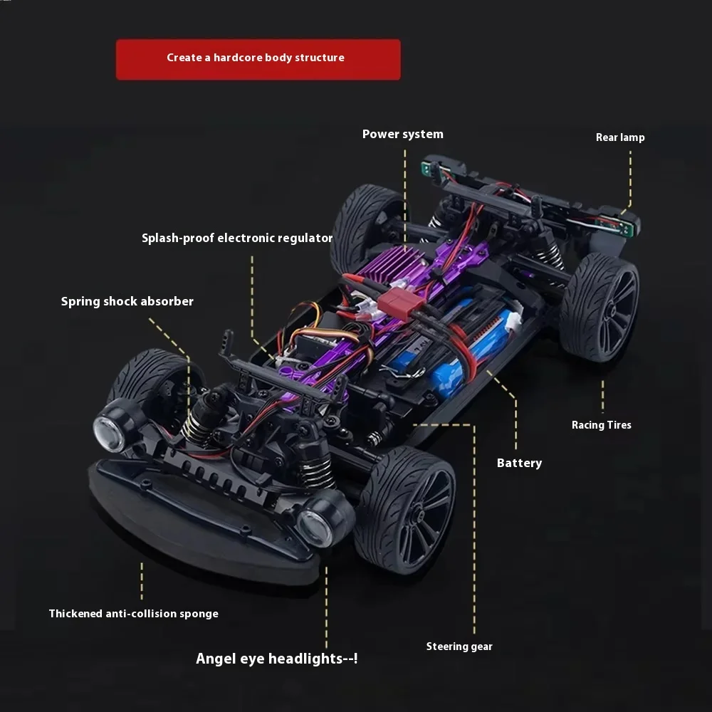 Coche teledirigido Vintage de 1:16Hz, simulación de Ligh car2,4, coche plano de alta velocidad, coche eléctrico de cuatro ruedas, juguete de Control remoto Vintage