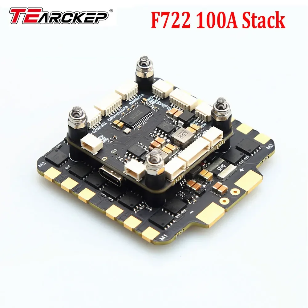 TEARCKEP F722 100A Stack F722 X8 F7 Flight Controller 3-8S with 100A 4in1 BLS ESC for RC 13/15inch FPV Freestyle Racing Drone