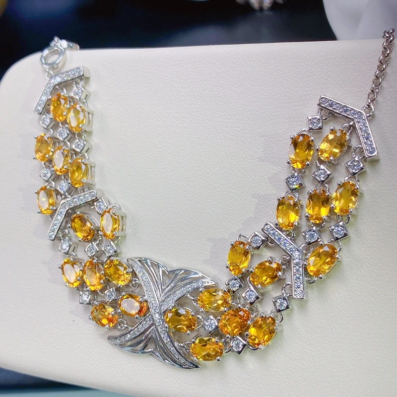 

Super luxurious citrine women's Bracelet 925 Sterling Silver party jewelry with unique design