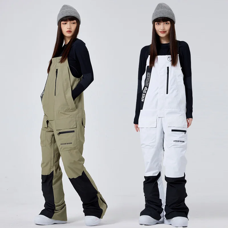 

MUTUSNOW Outdoor Winter Men And Women's Warm Ski Strap Pants Waterproof Loose Sports Ski Trousers Breathable Snowboard Overalls