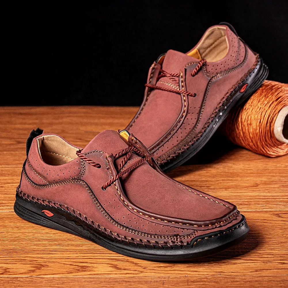Original men's sports shoes, hand sewn Lefu shoes outdoor mountaineering British style luxury casual shoes designer men's shoes