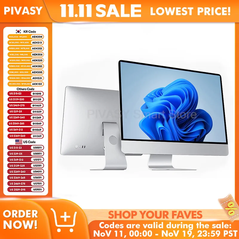 Pantalla de PC comercial todo en uno, montaje en pared, 8G, memoria grande, puertos ricos IPS para oficina, educación, conferencia de escritorio