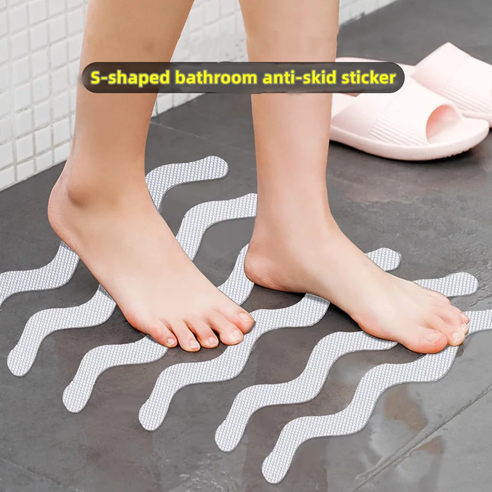 S-shaped Bathroom Anti-skid Pad PVC Wavy Tape Kitchen Floor Anti-skid Sticker Household Bathtub Staircase Self-adhesive Sticker