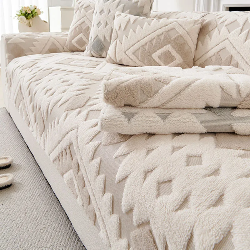 

Бархатная подушка для дивана в богемном стиле, жаккардовый противоскользящий чехол для дивана с геометрическим рисунком для всех сезонов, скандинавский чехол для мебели без подлокотников