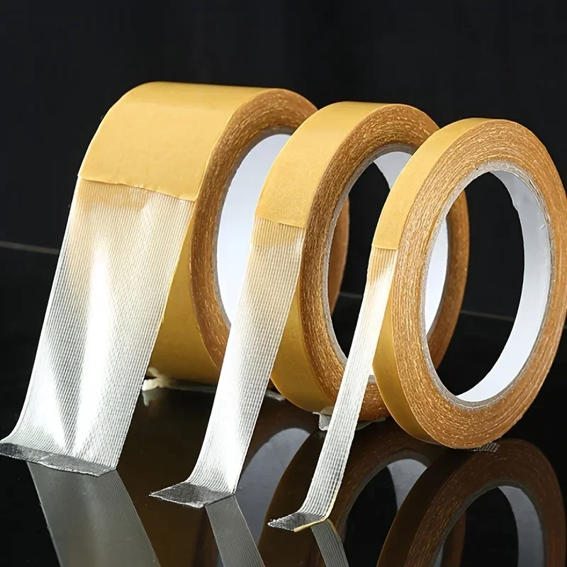 Double Sided Traceless Tapes High Viscosity Cloth Base Grid Waterproof Carpet Adhesive Fiber Gummed Tape Strong Sticky Strips