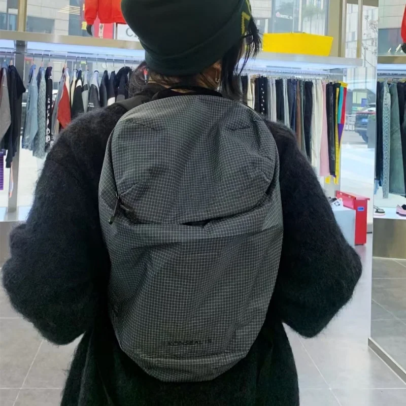 Couple's Outdoor Functional Waterproof Checkered Backpack 15L Double Shoulder Bag for Daily Use with Two Compartments