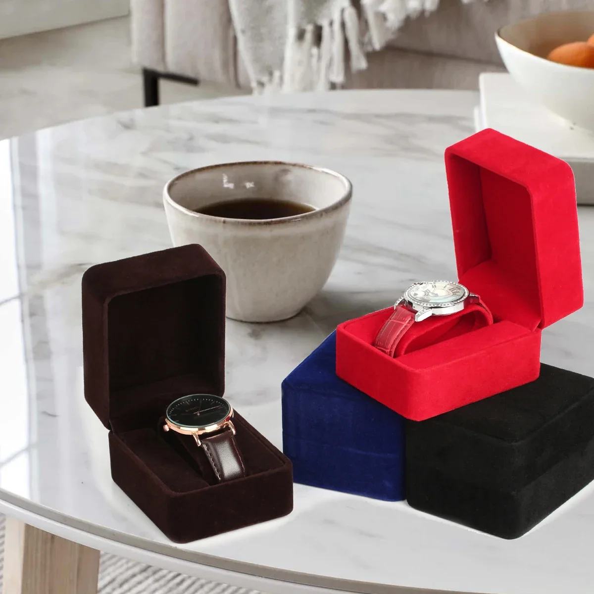 Travel Cases with Luxury Interior Watch Box Jewelry Display Container Watch Holder Short Watch Handmade Watch Container Box