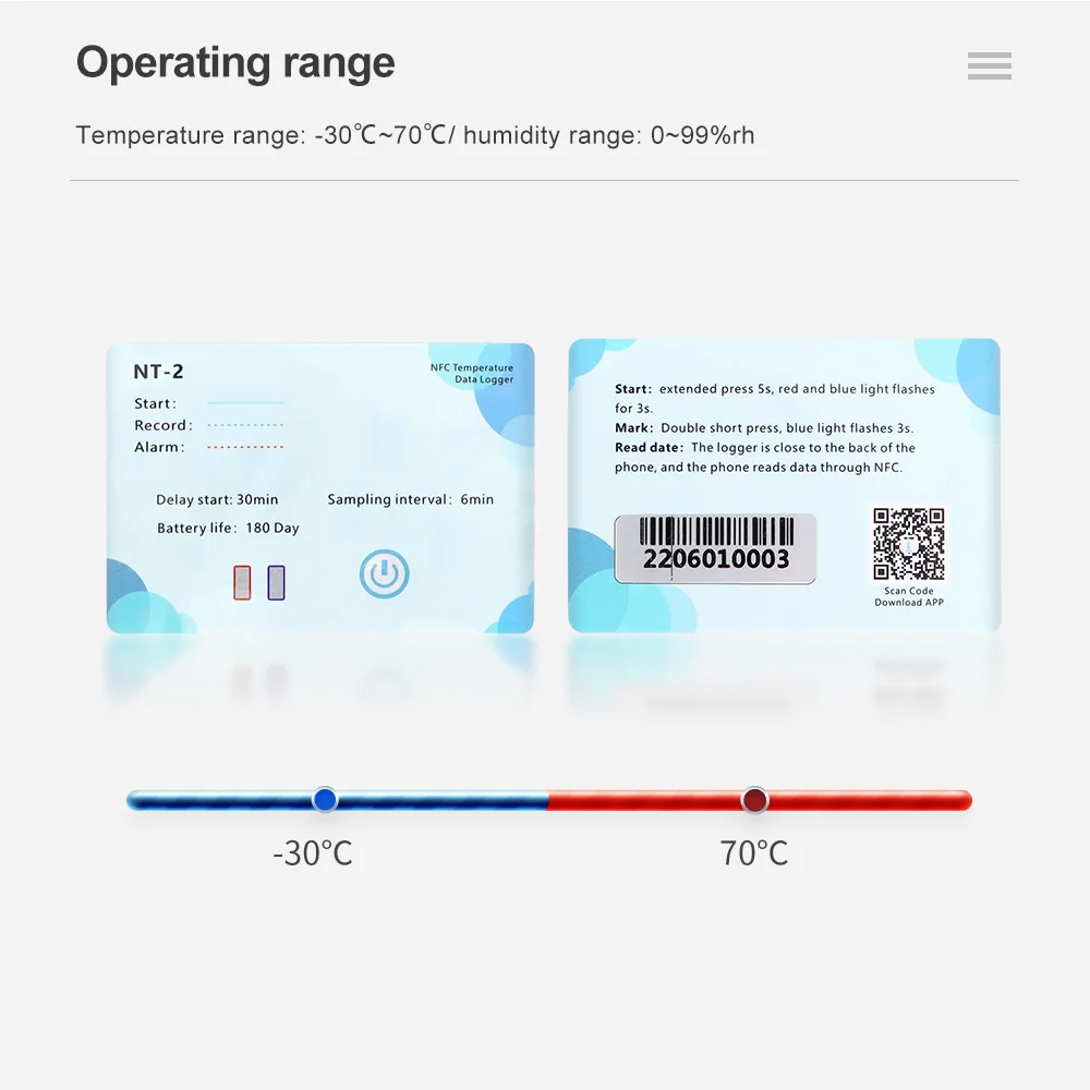 NFC Temperature and Humidity Data Logger NTH-2/NT-2 Smart Phone NFC Temp Data Logger PDF Recorder 500,000 Groups