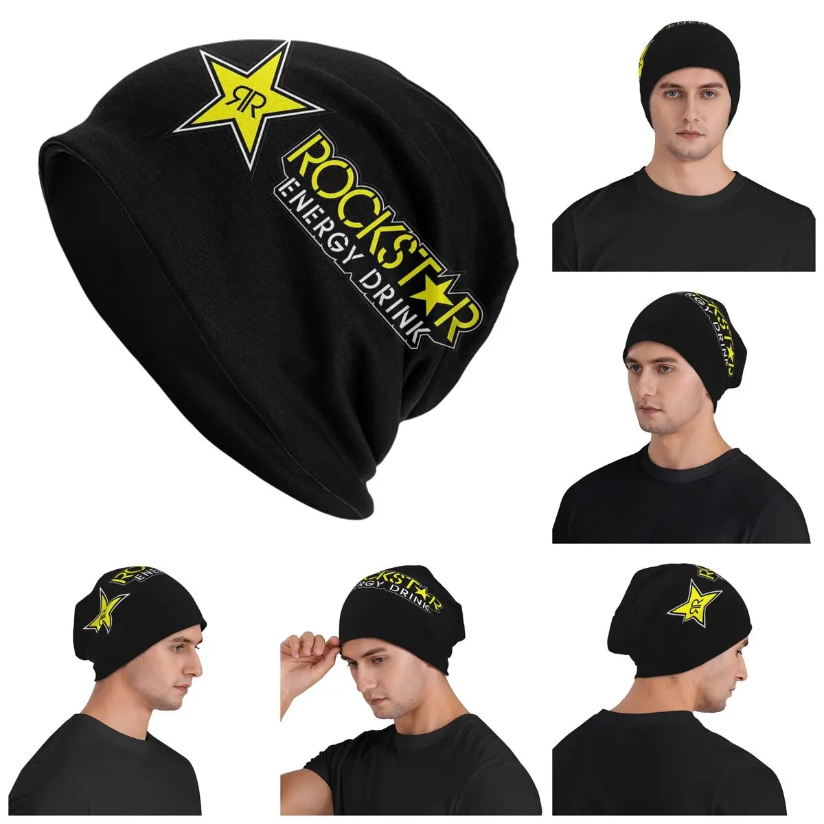 Rockstar Energy Drink Skullies Gorros Gorros Cálido Otoño Invierno Gorra al aire libre Gorros de punto para hombres Mujeres Adultos