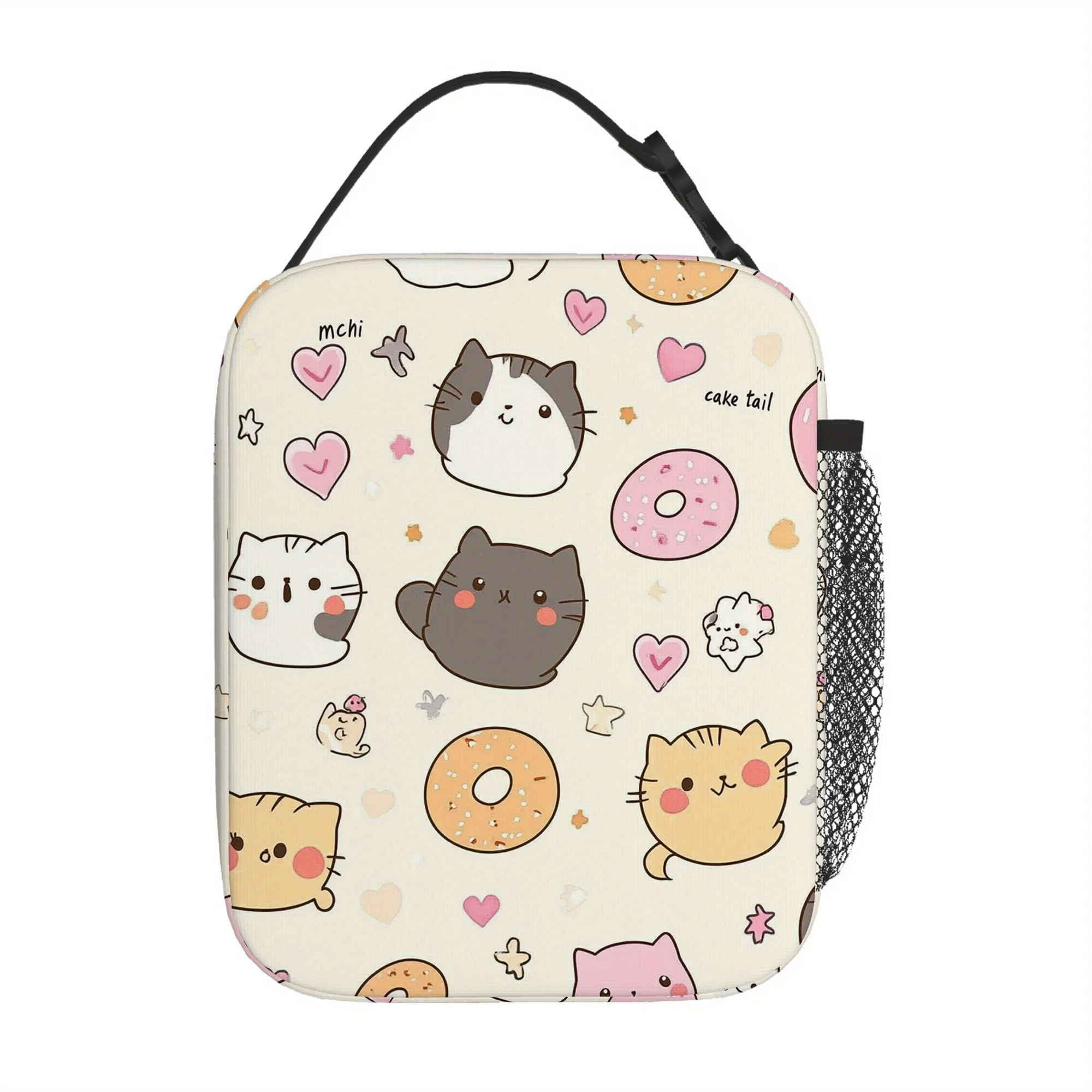 

Cute Cats and Donuts Pattern Printed Thermal Bag, Insulated Food Storage Bag – Reusable & Portable for Home, Office
