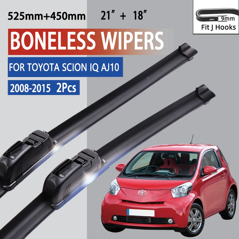 

For Toyota Scion iQ AJ10 2008-2015 Car Windshield Wiper U-type Soft Rubber Frameless Bracketless Car Wipers 21"+18"