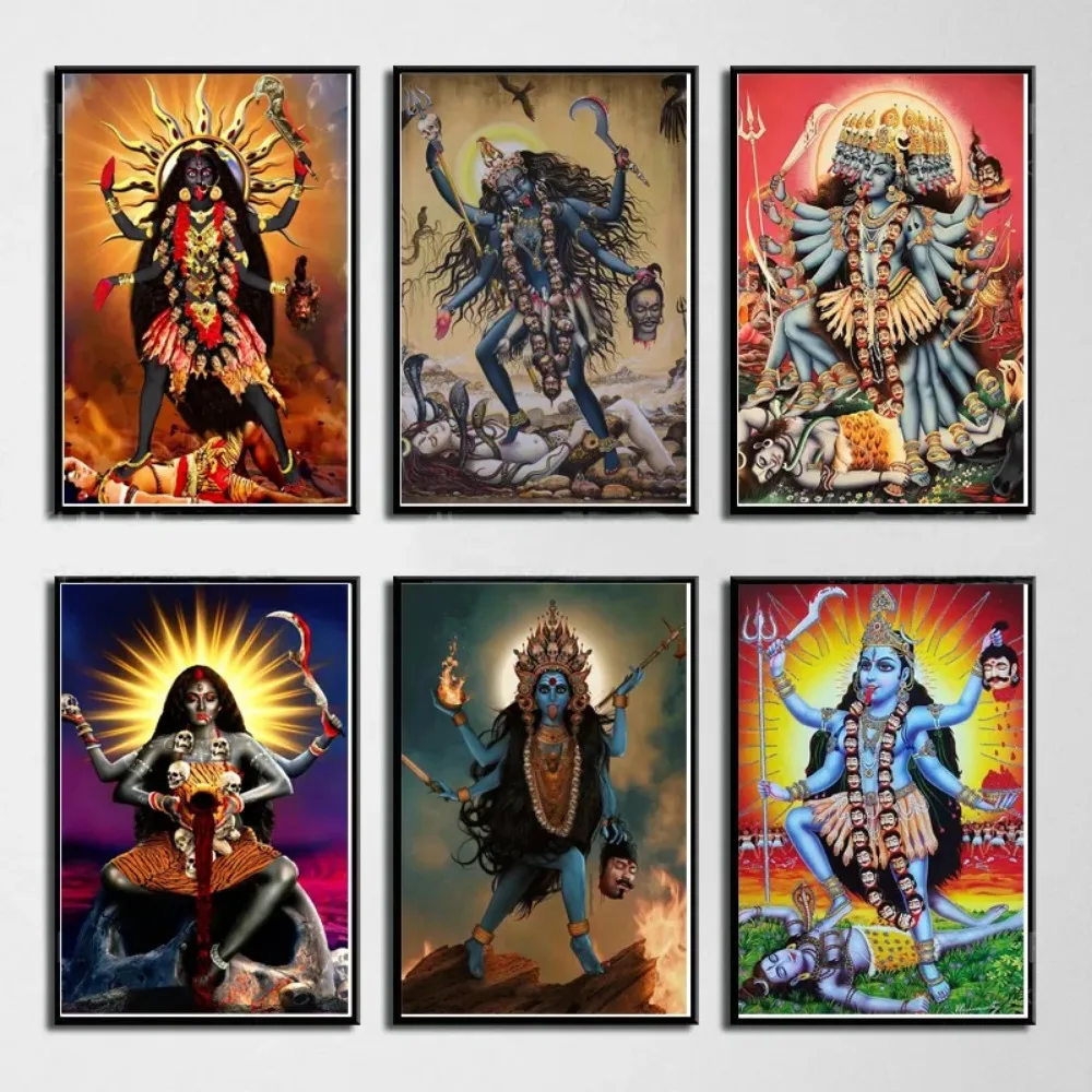 Vintage Modern Abstract Goddess Kali Jay Maa Godde Poster Poster Prints Wall Art Canvas Painting Picture Photo Room Home Decor