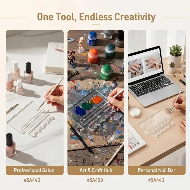 Reusable Nail Art Palette With Nail Art Pen Holder Brush Holder Sleek Organizer For Quick Color Mixing And Pen Storage Display