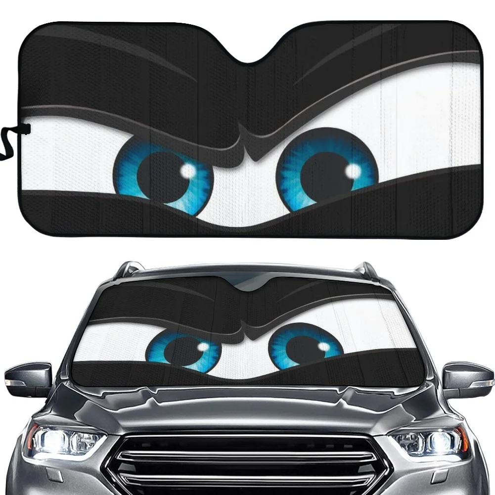 3D Cool Anger Eyes Printing Car Shades for Front Windows Stylish Car Sun Shade Windshield Durable Car Sunshade Covers Hot Sales