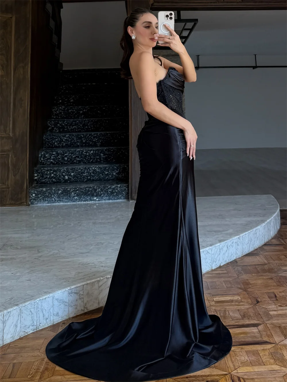 Cathy Customized Black Mermaid Sweetheart Neck Prom Dresses Lace Sleeveless  vestidos de noiva Satin Floor-Length Formal Evening - AliExpress 320